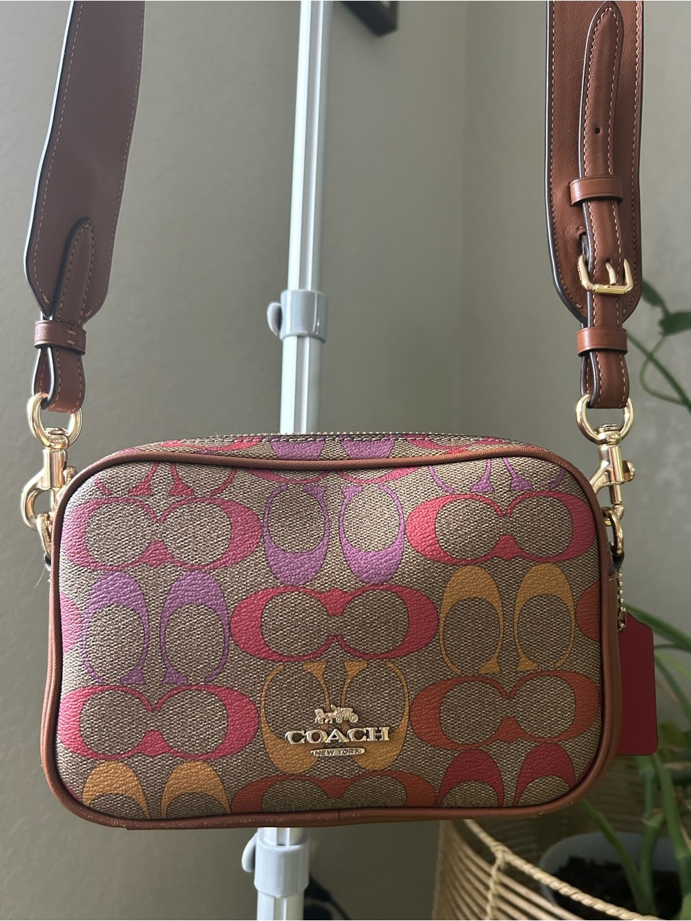 Coach Multicolor Signature Crossbody with Pink, Purple & Orange Accents